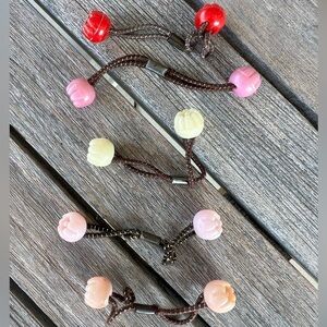 Vintage Twin Knocker Hair Ties Flowers 5-Piece Set Fair Conditon